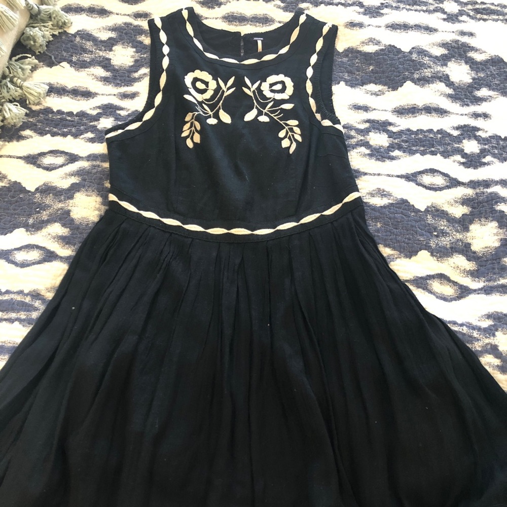 Free people black embroidered midi dress